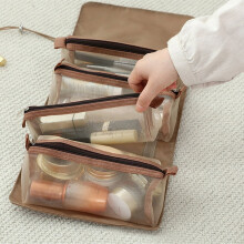 LNGOOR Borsa da viaggio arrotolabile per il trucco, con 4 borse da toilette portatili rimovibili e arrotolabili, organizer cosmetico impermeabile per
