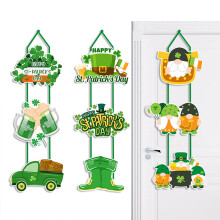 SUSUchens Door Sign St. Patrick's Day Ornament with Lanyard Creative Shape Classic Color Shamrock Hanging Pendant Wall Art Decor Style B
