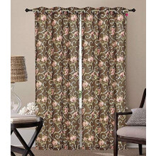 2PC Grommet Blackout Flower Pattern Floral Design Window Curtain Panel Set for Living, Dining Room, Bedroom (Chocolate, 84" L Panel Pair)