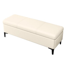 Storage Ottoman Bench with Legs, Tufted Rectangular Shoe Bench for Bedroom, Entryway, Living Room, Beige 120cm