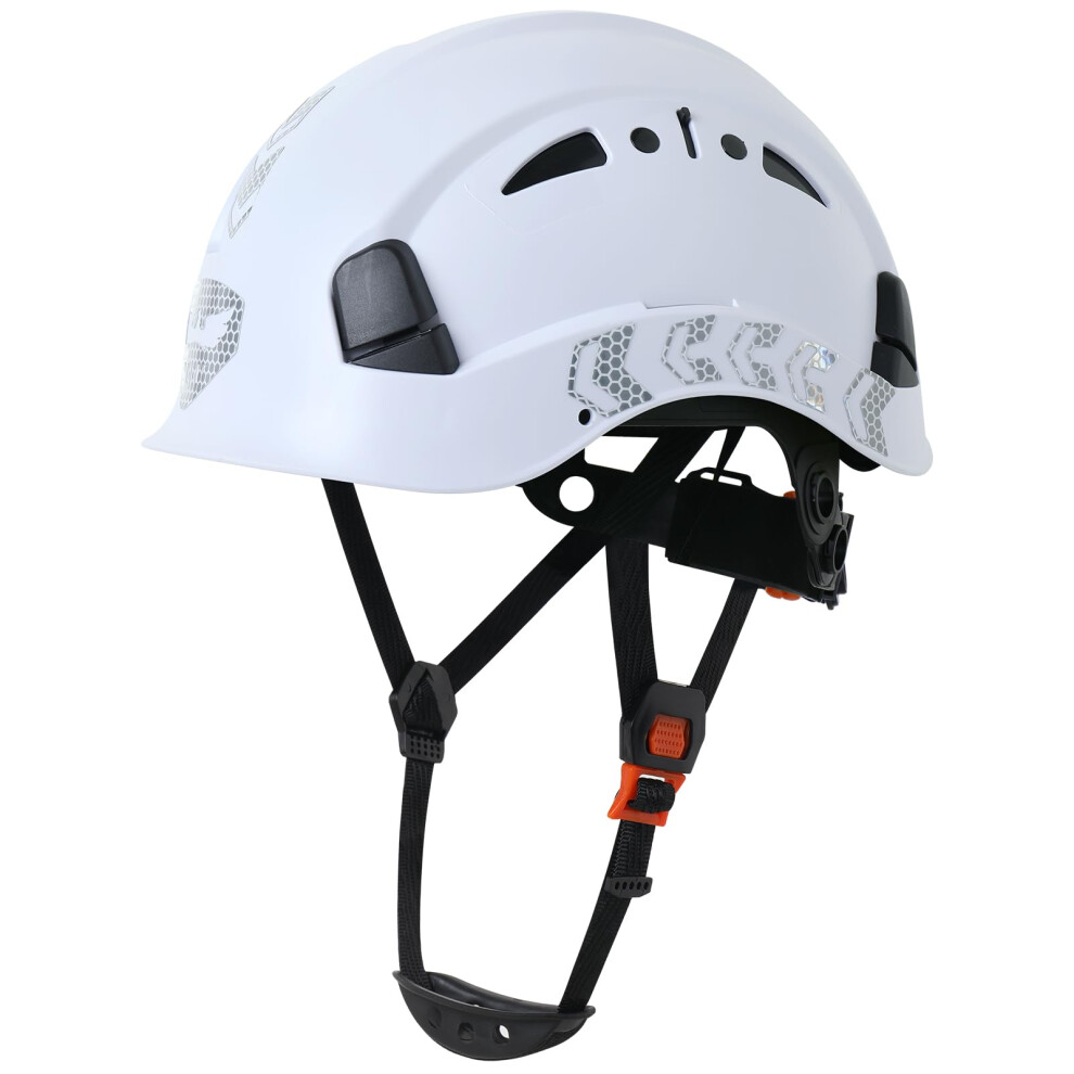 Hard Hat Vented Abs Construction Safety Helmet Ansi Z89.1 Approved With Adjustable Chin Strap White 9164114685308