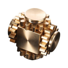 Brass Fidget Spinner with Smooth Gear Movement, Durable Pocket Size Stress Relief Toy for Adults and Kids