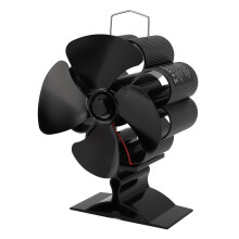 Wood Stove Fan Heat Powered with Magnetic Thermometer, 4Blade Fireplace Fan for Log and Pellet Burner