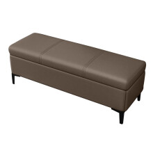 Storage Ottoman Bench with Legs, Tufted Rectangular Shoe Storage Seat for Bedroom, Entryway, Living Room, Brown 120cm