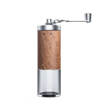 Manual Coffee Grinder with Stainless Steel Burr, EffortSaving Handle, Wood Grain, 2pcs