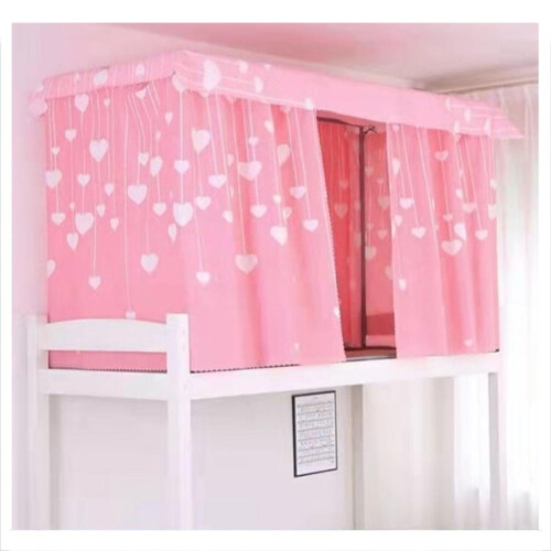 Bunk Bed Curtains Set with Privacy Protection and Light Blocking, Fits Dorm Loft Bottom Bunk, Pink