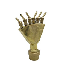 Brass Adjustable Fountain Spray Nozzle 1.5 Inch with Valve for Garden Pond Peacock Fan Pattern