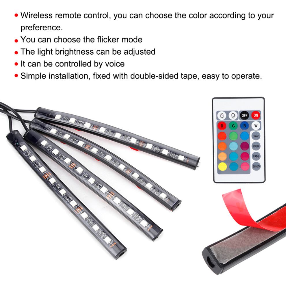 Rgb Car Atmosphere Strips 12V, 1.5M, Remote Control Light 7901382733278