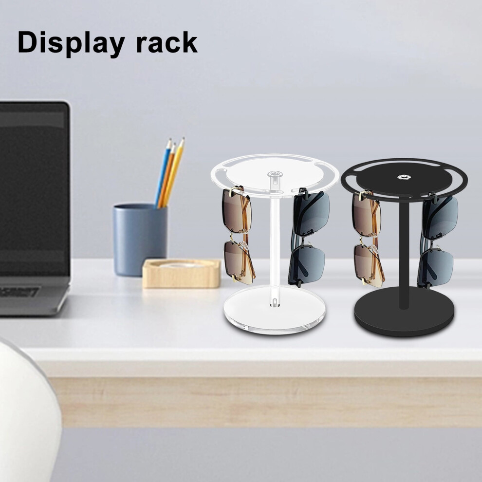 Black Susuchens Glasses Display Stand 360-Degree Rotating Acrylic Sunglasses Holder Stand Clear Eyewear Display Rack Desktop Organizer