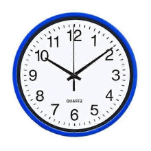 Silent wall clock without ticking sound, large number, round clock blue