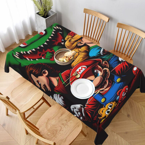 Mario Rectangular Tablecloth Water Resistance Antiwrinkle Spillproof Soft Fabric Table Cloth 60"X90"
