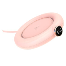 USB Coffee Cup Warmer with Auto ShutOff and Digital Display for Desk or Home in Pink