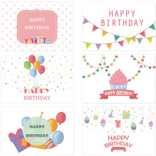 6pcs Birthday Blessing Cards Kids Greeting Cards Birthday Folding Cards with Envelopes