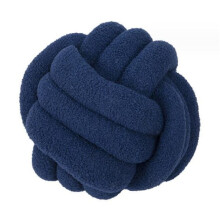 Hand Knitted Knotted Ball Lambswool Pillow Navy Blue 35CM