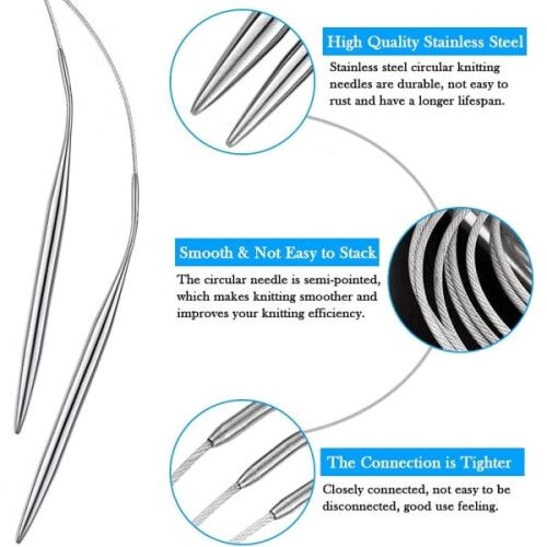 Stainless steel circular knitting needles - 40 cm 1