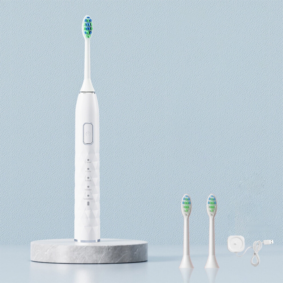 ZKCCNUK USB Charging Electric Toothbrush with 2 Brush Heads, 5 Modes, Timer, IPX7 Waterproof - Compatible with Standard Chargers