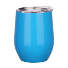 Mug à vin sans pied en acier inoxydable, gobelet isotherme à double paroi sous vide avec couvercle