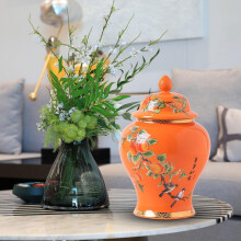 Pot à gingembre en céramique de 18 cm, vase décoratif en céramique, bocal de conservation hermétique, style chinois ancien, idéal pour les