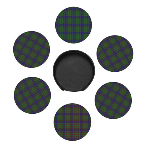 6 τεμάχια δερμάτινα σουβέρ, σουβέρ Clan Adam Tartan για ποτά, μαξιλάρι για ποτήρια, δώρο 2