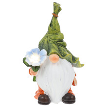Statue lumineuse solaire de gnome de jardin, figurine en résine, sculpture lumineuse, décoration extérieure, figurine d'animal de jardin