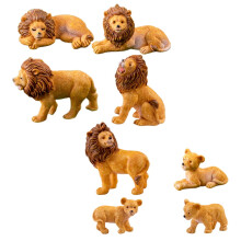 Micro Landscape Lion 8Pcs Statues de jardin Mini Accessoires de décoration d'animaux d'extérieur en résine