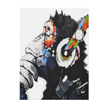 Banksy Dj Monkey Thinker With Headphones White Blanket, Sofa Bed AC Nap Blanket 80"X60", compatible with living room decor