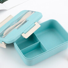 Comefolife Bento lunchbox met lepel, lekvrije plastic maaltijdbox met 3 compartimenten en deksels, voedselbewaring voor werk/thuis, groen