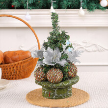 Mini sapin de Noël argenté de 22 cm avec nœud, décoration de table élégante pour la cuisine, la salle à manger ou une fenêtre - Idée cadeau