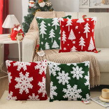 Offres du Cyber Monday 2024 : Housse de coussin de Noël en velours à motif flocons de neige Viflosae 45,7 x 45,7 cm, décoration de coussin sapin