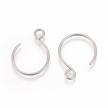 10 stuks 304 roestvrijstalen oorhaakjes met horizontale lus, roestvrij staal, kleur 16x14 mm, gat: 2,5 mm, pin: 0,8 mm
