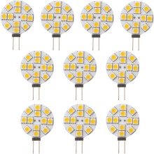 Lot de 10 ampoules LED G4 non dimmables, blanc chaud 2700K, 12 V CC, remplacement