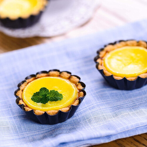 Eease 4Pcs Mini Egg Tart Baking Pan Aluminum Cupcake Muffin Cake Liners Bakeware 2