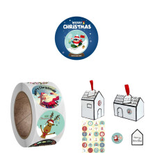 Saldi di fine stagione! Rotolo di adesivi natalizi - Confezione da 500 etichette decorative impermeabili per le feste, adesivi regalo (contiene 500