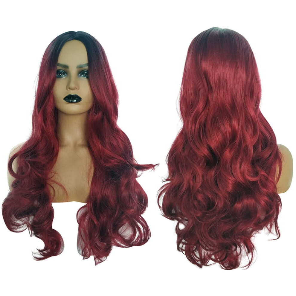 Unisex Black,Red Wigs For Women Wigs Natural Wavy Black Party Synthetic Curly Long Red Women Wig Lace Front Wigs Human Hair