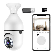 Livrdious1080P E27-lampkamera, 2,4 GHz WiFi utomhus och inomhus 360 säkerhetskamera, fullfärg dag/natt, kompatibel med xxx