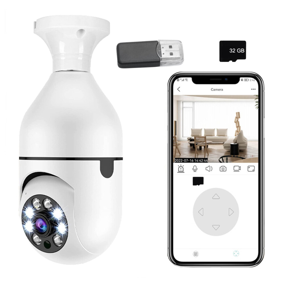 Livrdious 1080P E27 Bulb Camera, 2.4Ghz Wifi Outdoor & Indoor 360 Security Camera, Full Color Day/Night, Compatible With Xxx Light 9425574890375