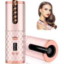 Automatic Curling Iron, Emlimny Cordless Hair Curlers with Adjustable Temps & Timers, Ceramic Barrel Auto Wave Wand, Portable Rotating Curling Wand