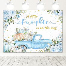 Décor de fête prénatale sur le thème de la citrouille - Décoration « Une petite citrouille est en route » - Camion fleuri rose -