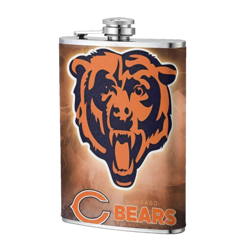 Φιάλη ισχίου Bears Fagon 8oz, από ανοξείδωτο ατσάλι και δέρμα κατάλληλο για τρόφιμα,