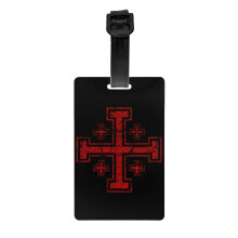 Deus Vult Kreuzritterkreuz aus Marmor Gepäckanhänger, personalisierte Ritter-Gepäckanhänger, Sichtschutzhülle, Namensschild