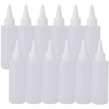 Confezione da 12 flaconi dosatori in plastica da 120 ml con tappo bianco a prova di perdite - Ideali per liquidi, artigianato, colla artistica e