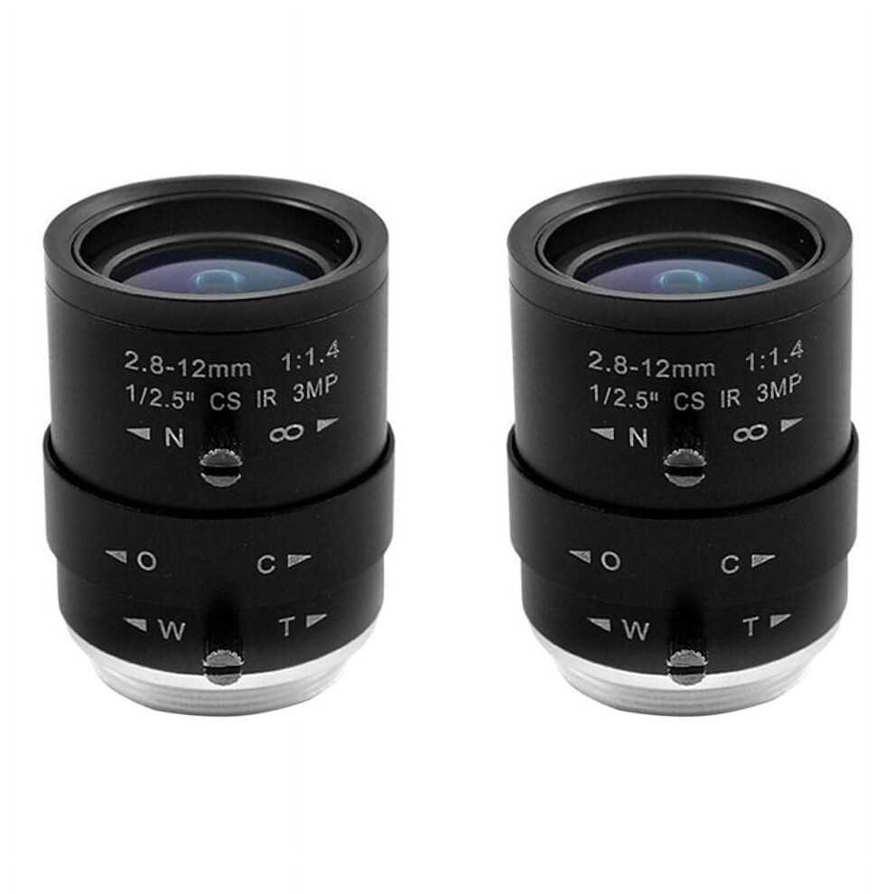 2X 3Mp Hd Cctv Camera Lens 2.8-12Mm Varifocal Manual Zoom Focus Mount For Industrial Security Cameras Black 9425574890511