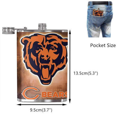 Φιάλη ισχίου Bears Fagon 8oz, από ανοξείδωτο ατσάλι και δέρμα κατάλληλο για τρόφιμα, 1