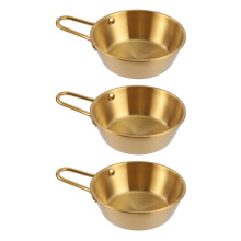 Guangmc Korean Traditional Rice Bowls - Set of 3, Stainless Steel (With Handle)