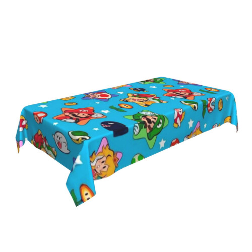 Mario Rectangular Tablecloth Water Resistance Antiwrinkle Spillproof Soft Fabric Table Cloth 60"X90" 1
