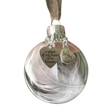 Clear Christmas Ornament: "A Piece of My Heart is in Heaven" 2.4'' Plastic Ball, Compatible with Xmas Tree Decor, Memorial Gift for Mom