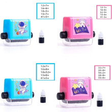 pcs Mathematics Roller Stamps, Addition and Subtraction Sealing Artifact, Mathematics Roller Stamp with Ink for School Supplies
