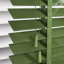 Cordless Faux Wood Blinds for Windows 50mm Slats Blackout Light Control Privacy Bedroom W53 x H87