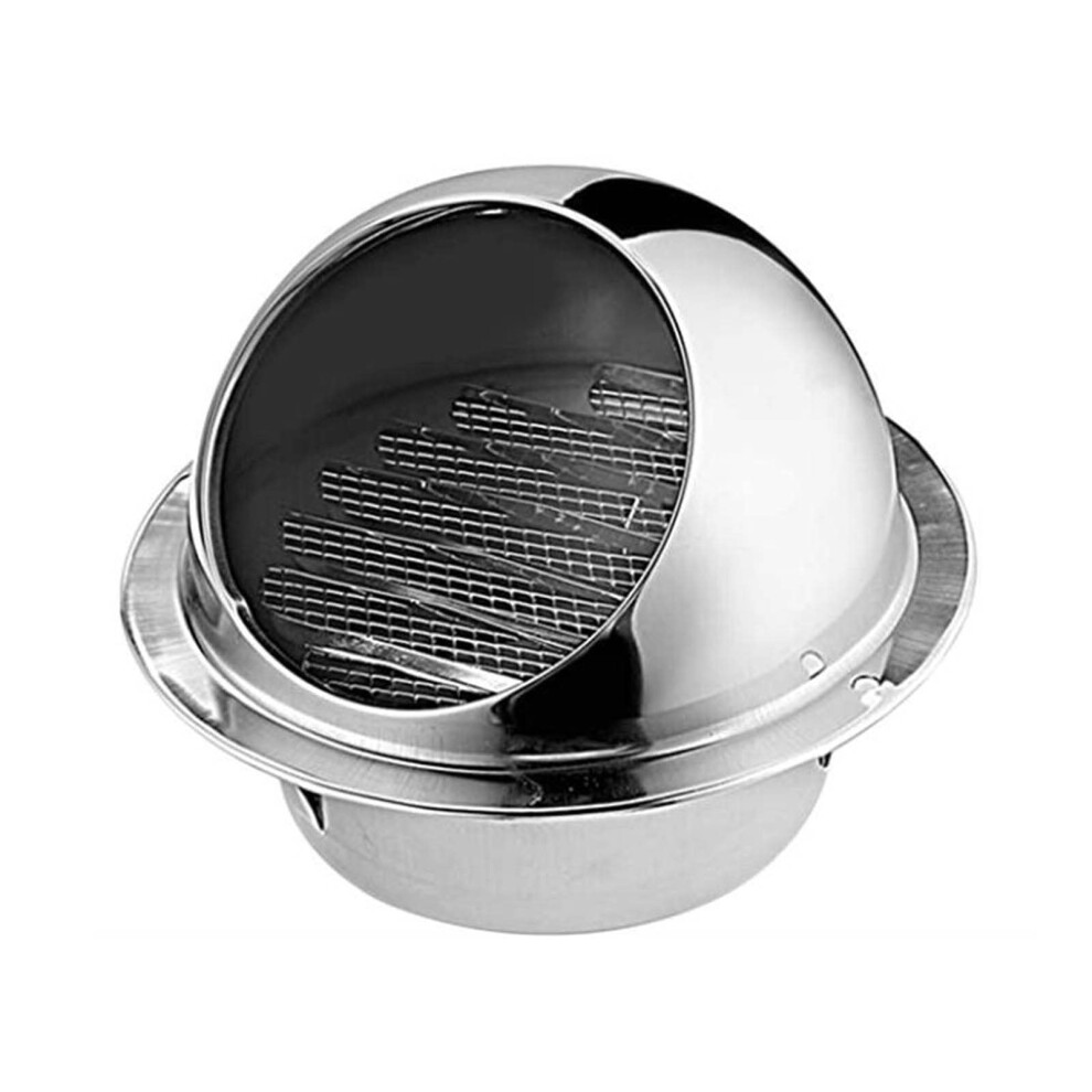 304 Stainless Steel Exhaust Vent Round Wall Cover 100Mm Silver With Weatherproof Louver Mesh 9113335082182