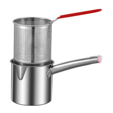 Stainless Steel Deep Fryer Pot with Basket and Lid, Nonstick Surface, Ergonomic Handle Grip